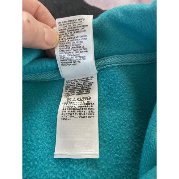 The North Face Sz M Teal LS Kangaroo Pocket Hoodie - Picture 5 of 10